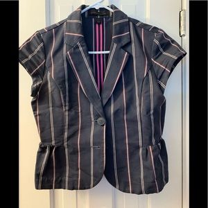 Limited cropped jacket, blue with stripes. Size 6